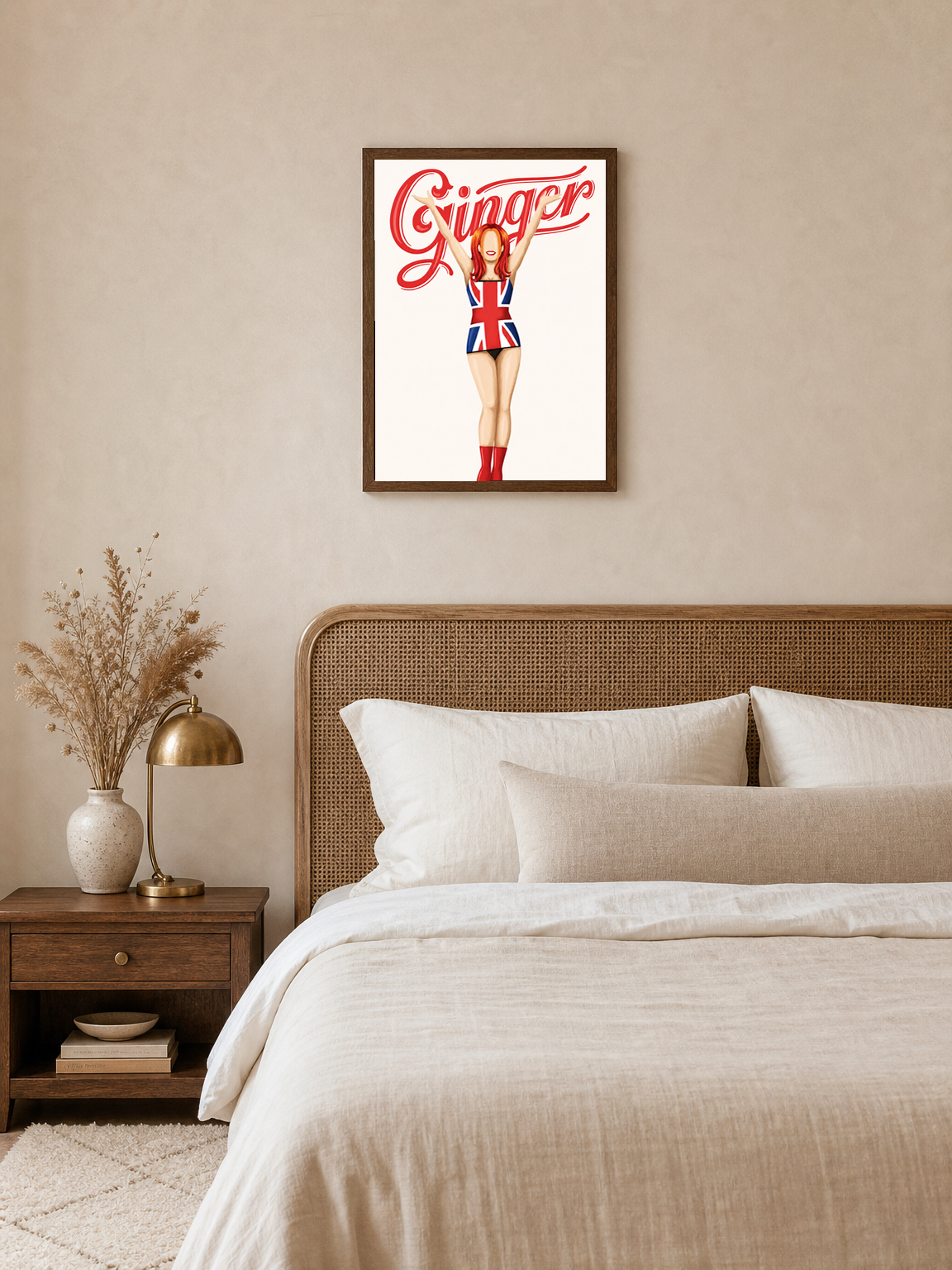 Ginger Union Jack Pop Art Wall Art Print - dark wood framed
