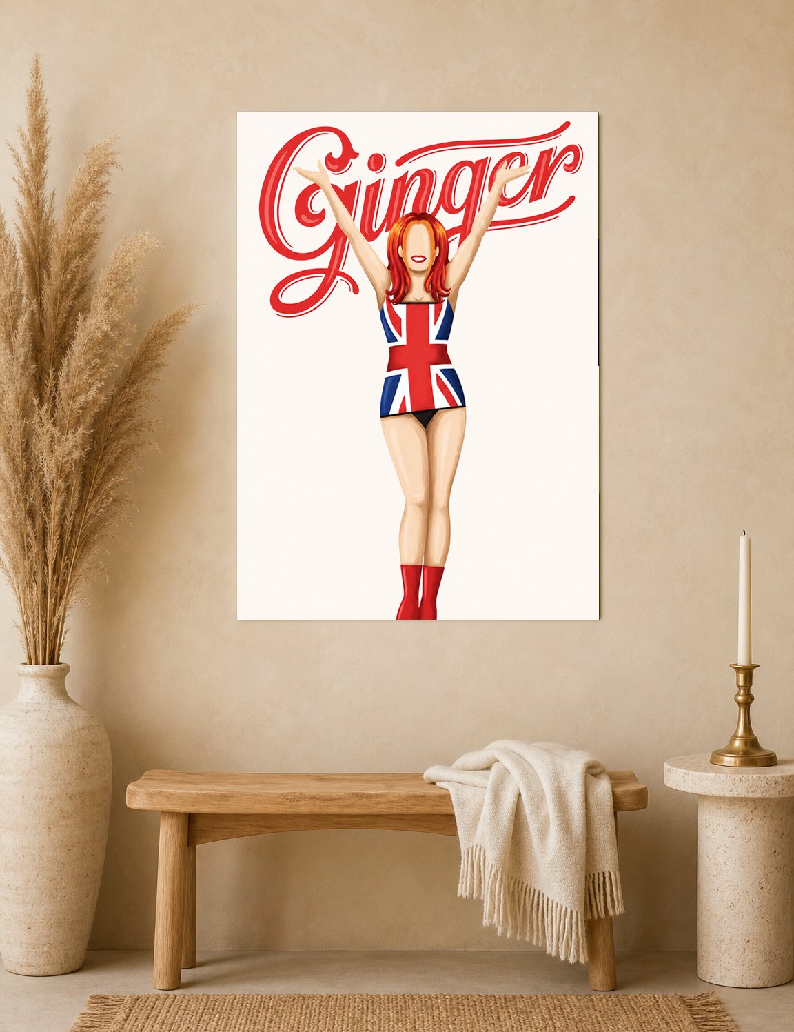 Ginger Union Jack Pop Art Wall Art Print - unframed mockup