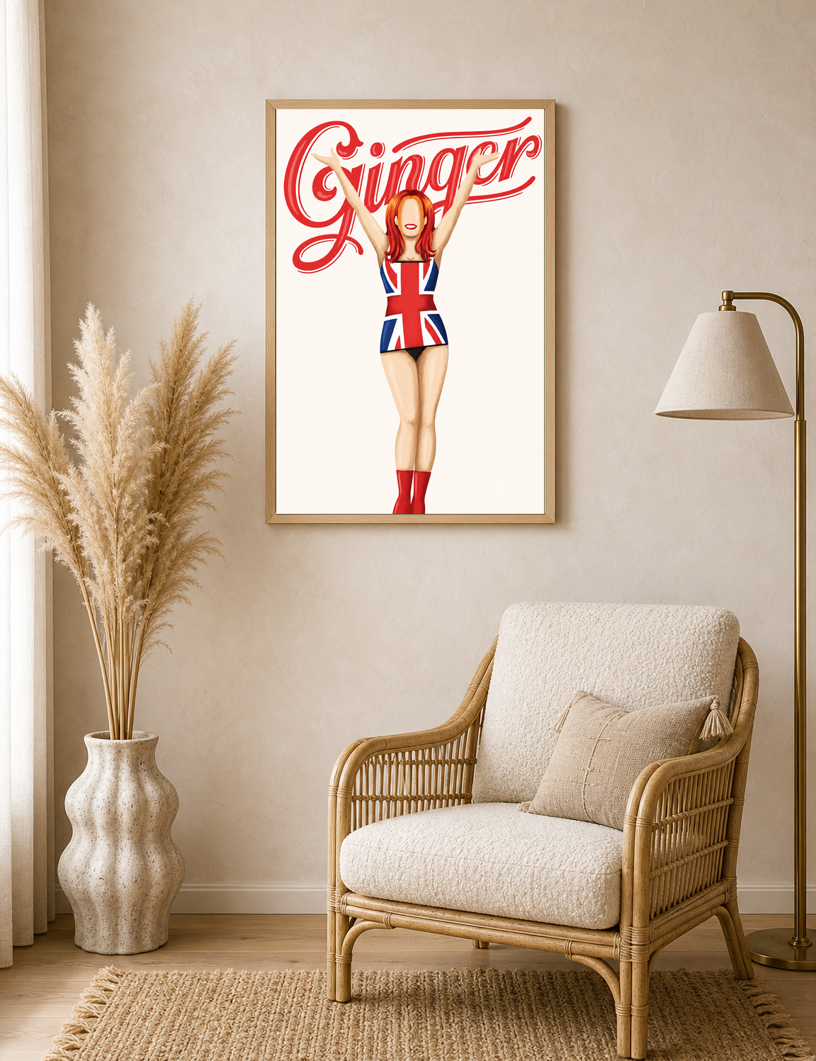 Ginger Union Jack Pop Art Wall Art Print - wood framed poster