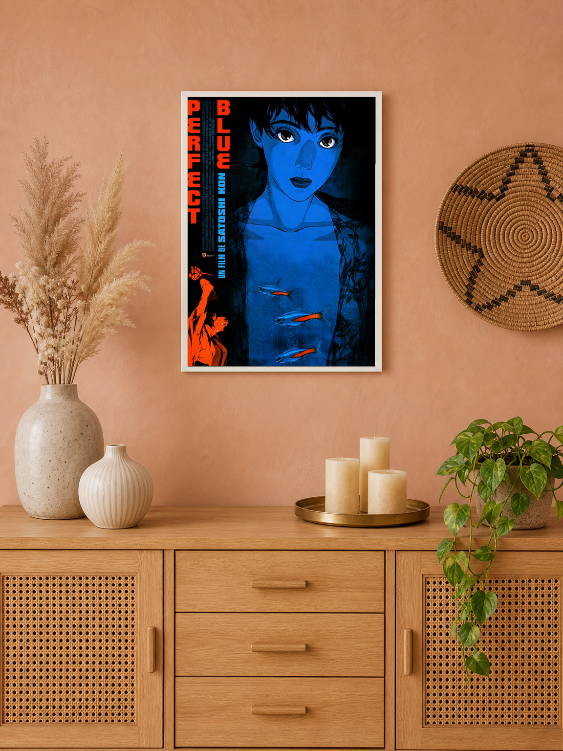 Perfect Blue Anime Wall Art Print Poster - white framed