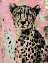 Pink Cheetah Wall Art Print Animal Portrait
