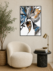 Abstract Floral Brushstroke Wall Art Print - black framed