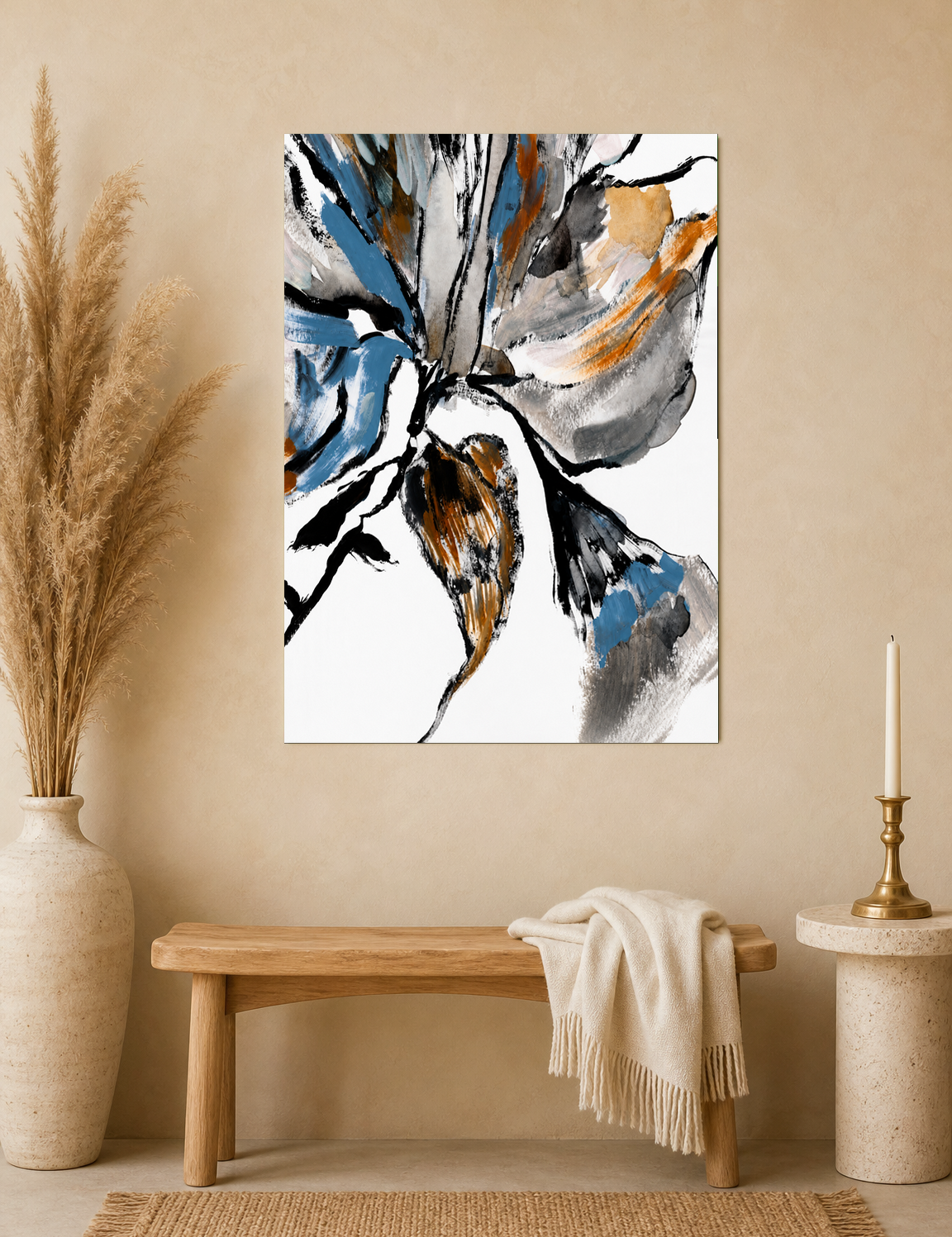 Abstract Floral Brushstroke Wall Art Print - unframed mockup