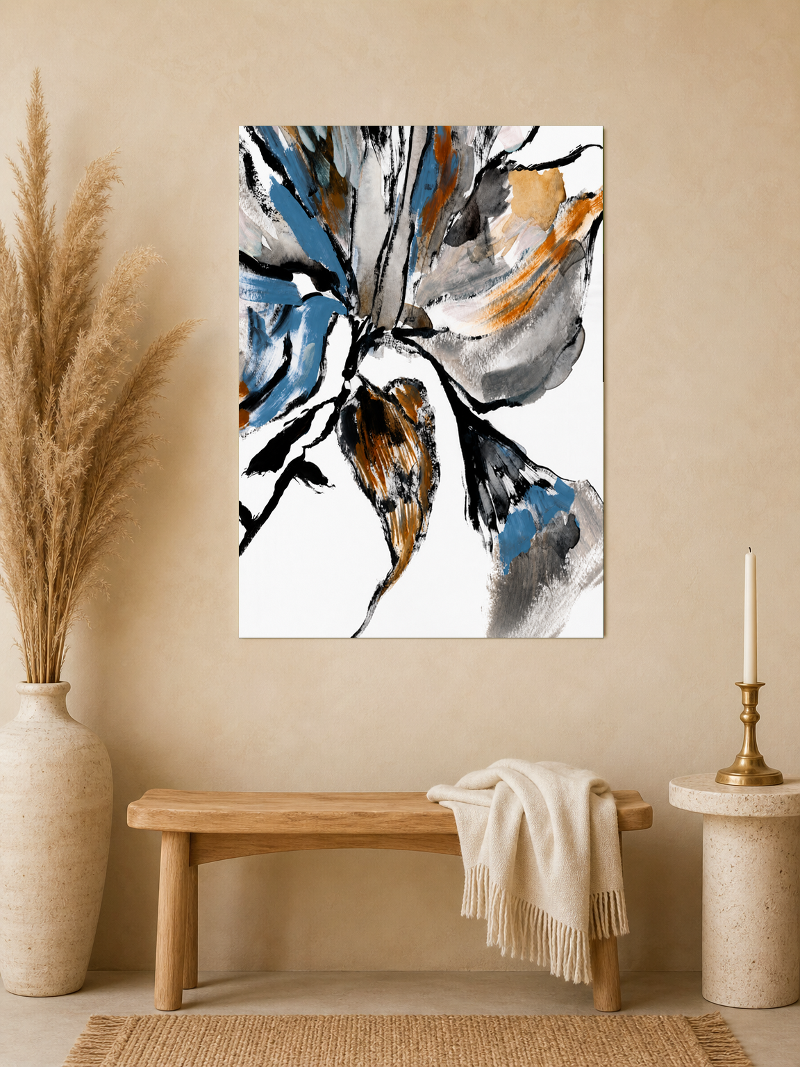 Abstract Floral Brushstroke Wall Art Print - unframed mockup