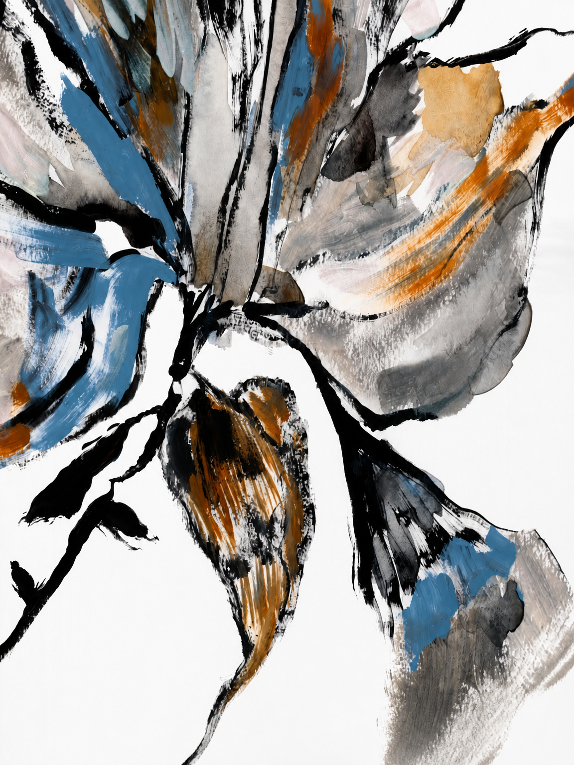 Abstract Floral Brushstroke Wall Art Print - unframed