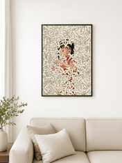 Anime Girl in Surreal Bones Wall Art Print - black framed