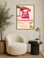 Cosmopolitan Ladies Night Cocktail Wall Art Print - black framed