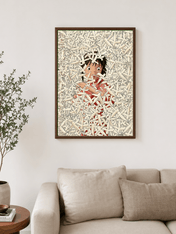 Anime Girl in Surreal Bones Wall Art Print - dark wood framed