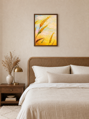 Golden Wheat Field Wall Art Print - dark wood framed