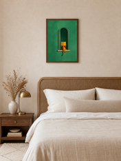 Minimalist Woman Reading Window Wall Art Print - dark wood framed
