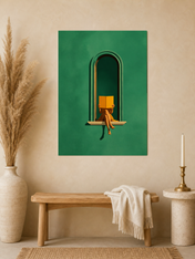 Minimalist Woman Reading Window Wall Art Print - unframed mockup