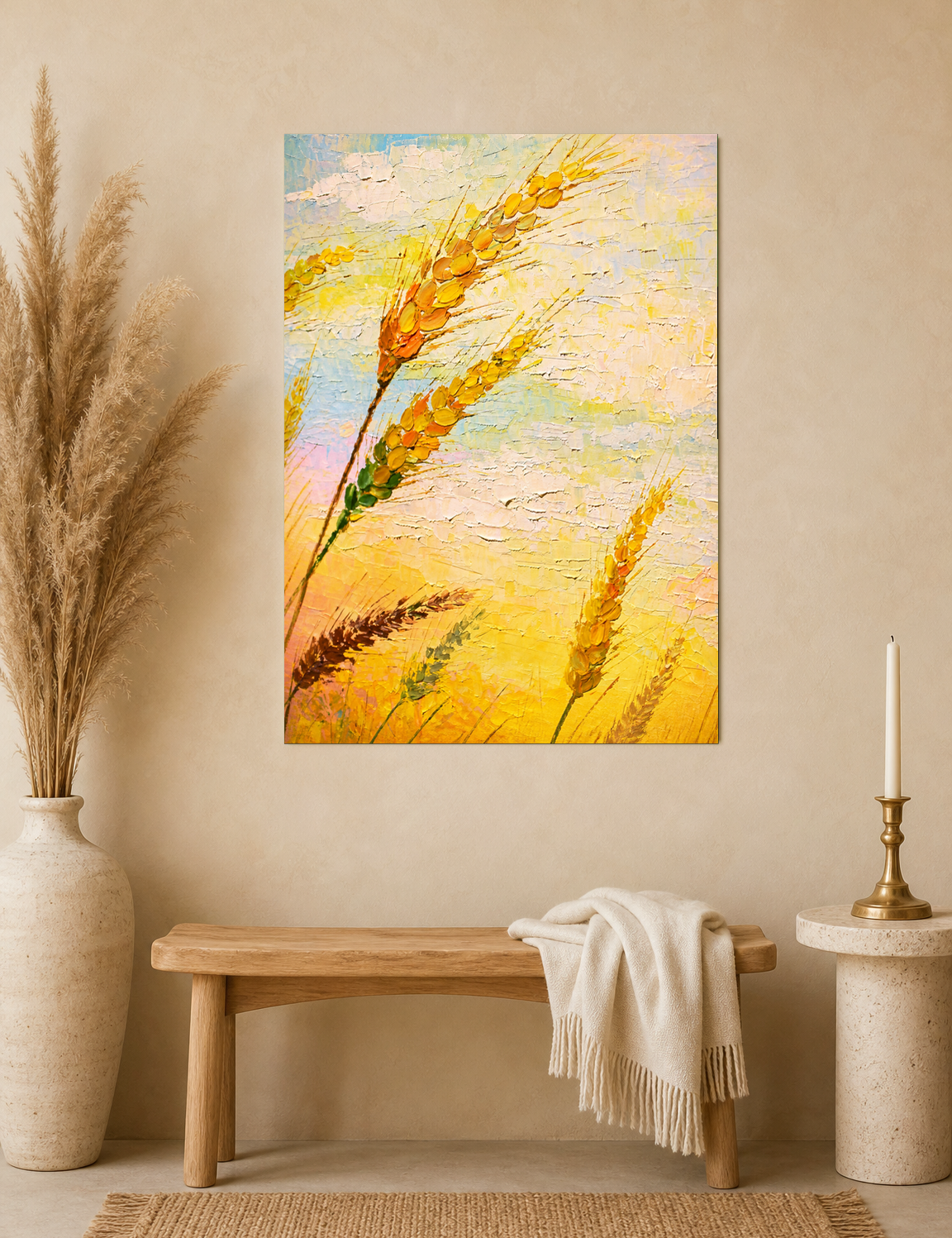 Golden Wheat Field Wall Art Print - unframed mockup
