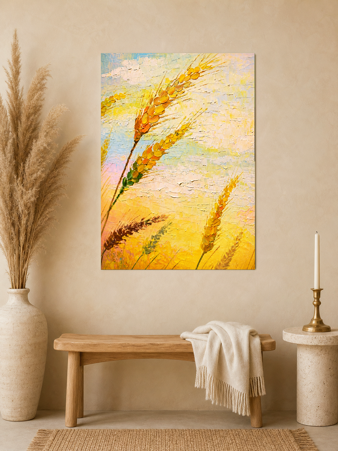 Golden Wheat Field Wall Art Print - unframed mockup