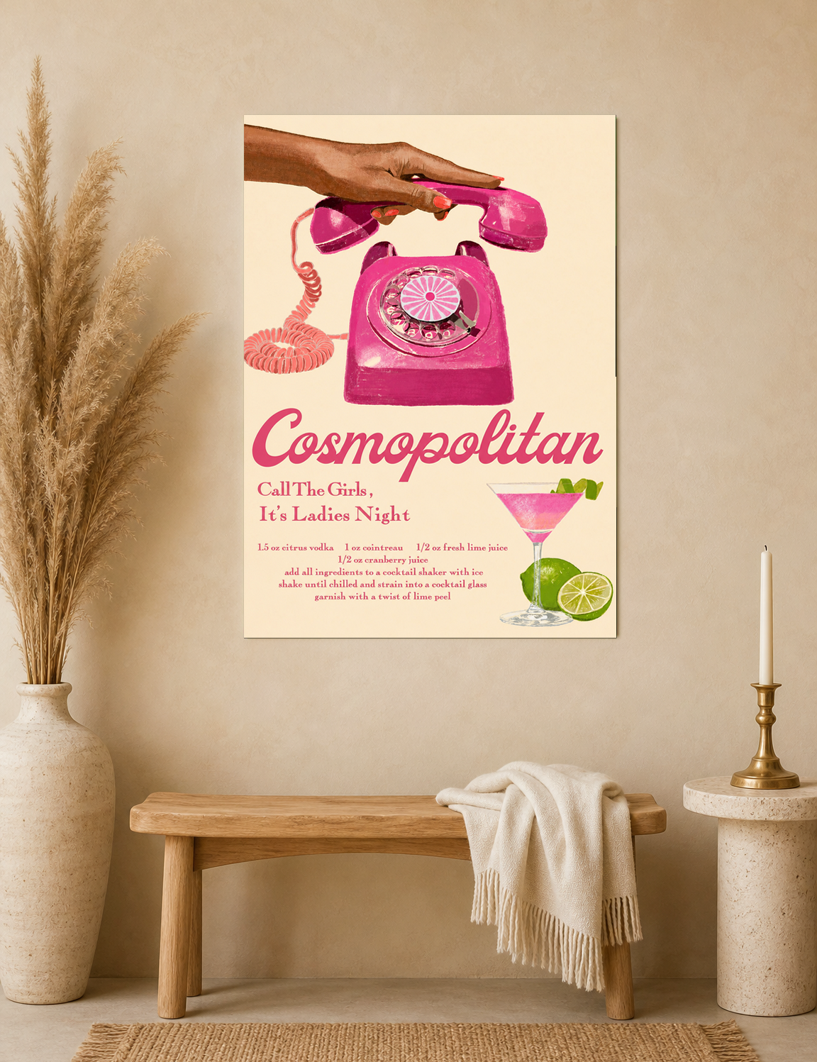 Cosmopolitan Ladies Night Cocktail Wall Art Print - unframed mockup