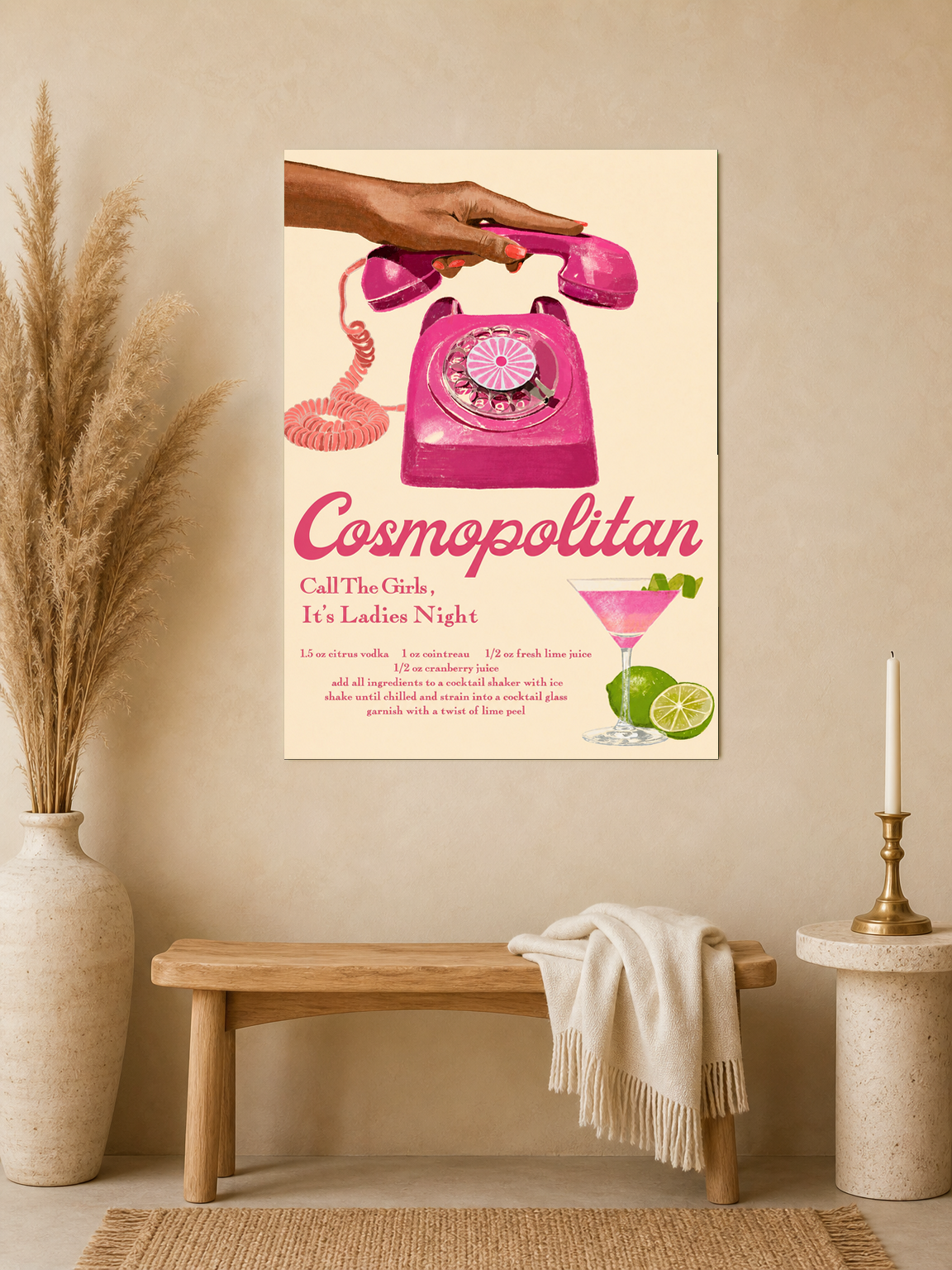 Cosmopolitan Ladies Night Cocktail Wall Art Print - unframed mockup
