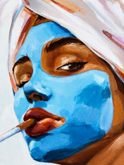 Blue Facial Mask Portrait Wall Art Print - unframed