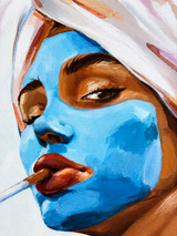 Blue Facial Mask Portrait Wall Art Print
