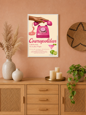 Cosmopolitan Ladies Night Cocktail Wall Art Print - white framed