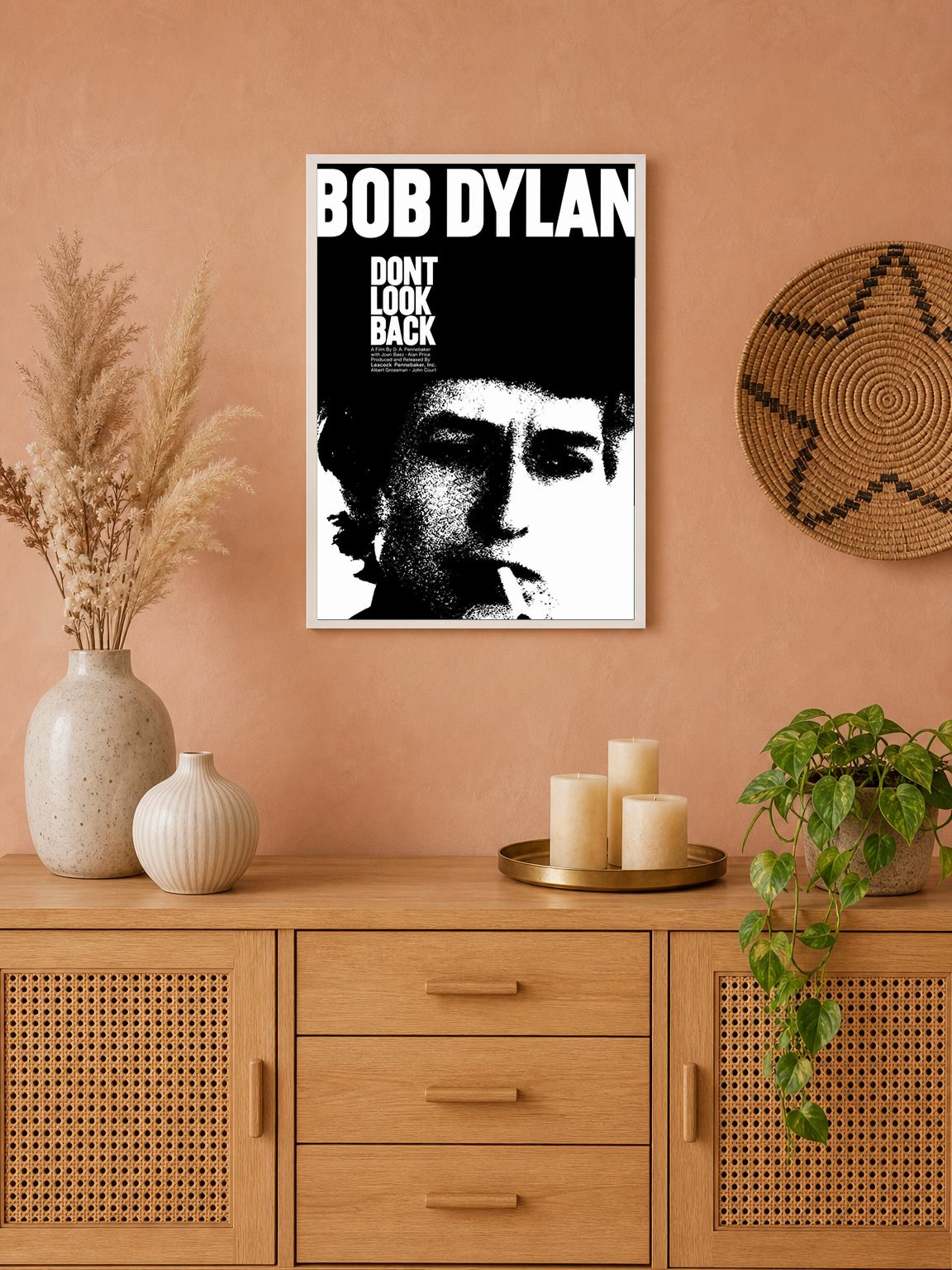 Bob Dylan Dont Look Back Poster Wall Art Print - white framed