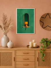 Minimalist Woman Reading Window Wall Art Print - white framed