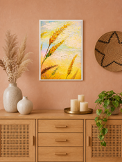 Golden Wheat Field Wall Art Print - white framed