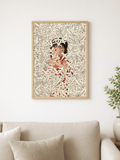 Anime Girl in Surreal Bones Wall Art Print - wood framed poster