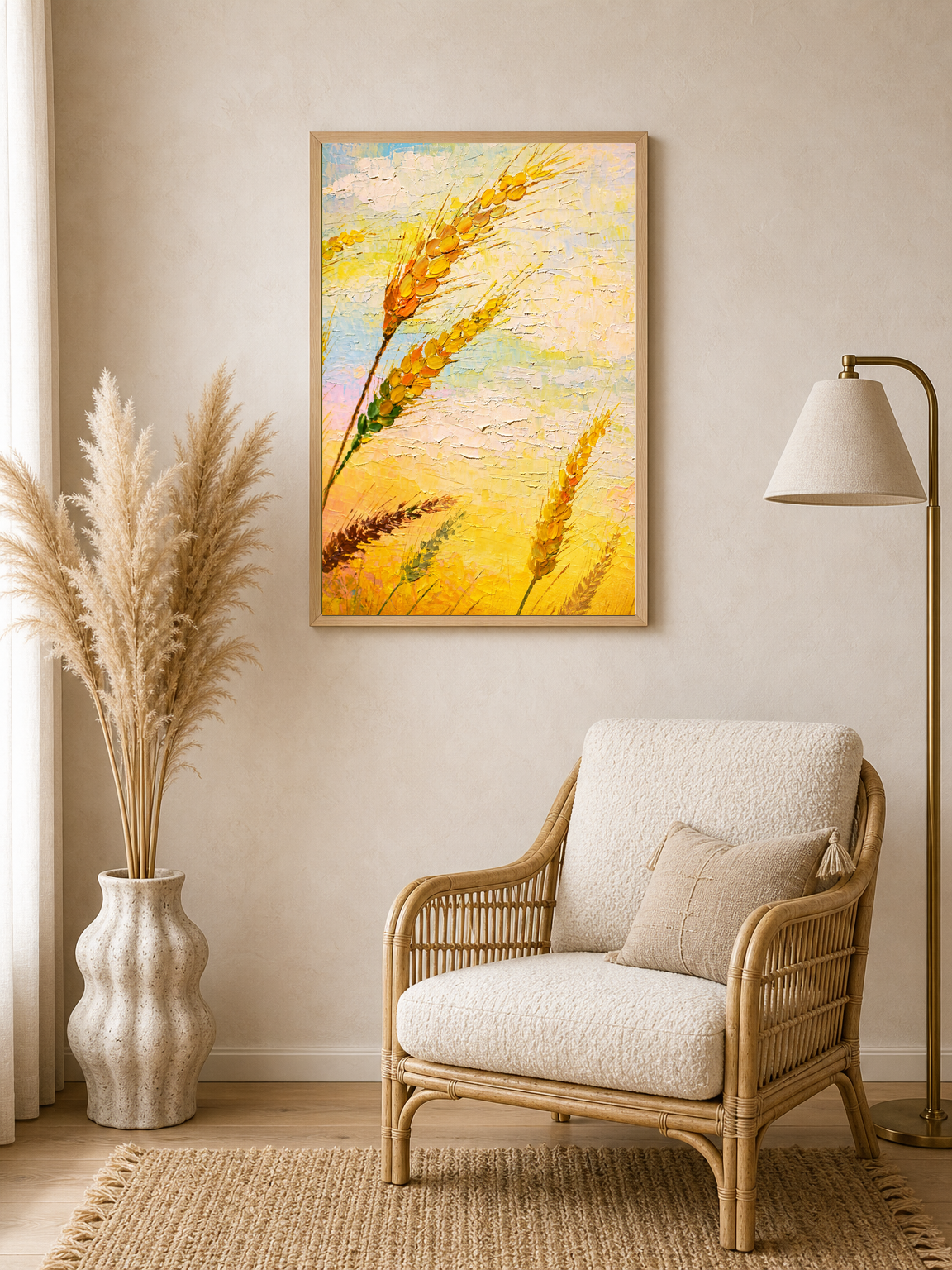 Golden Wheat Field Wall Art Print - wood framed poster