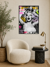 Marilyn Monroe Graffiti Pop Wall Art Print - black framed