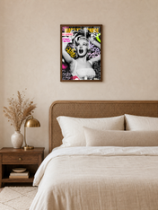 Marilyn Monroe Graffiti Pop Wall Art Print - dark wood framed