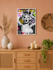 Marilyn Monroe Graffiti Pop Wall Art Print - white framed