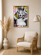 Marilyn Monroe Graffiti Pop Wall Art Print - wood framed poster