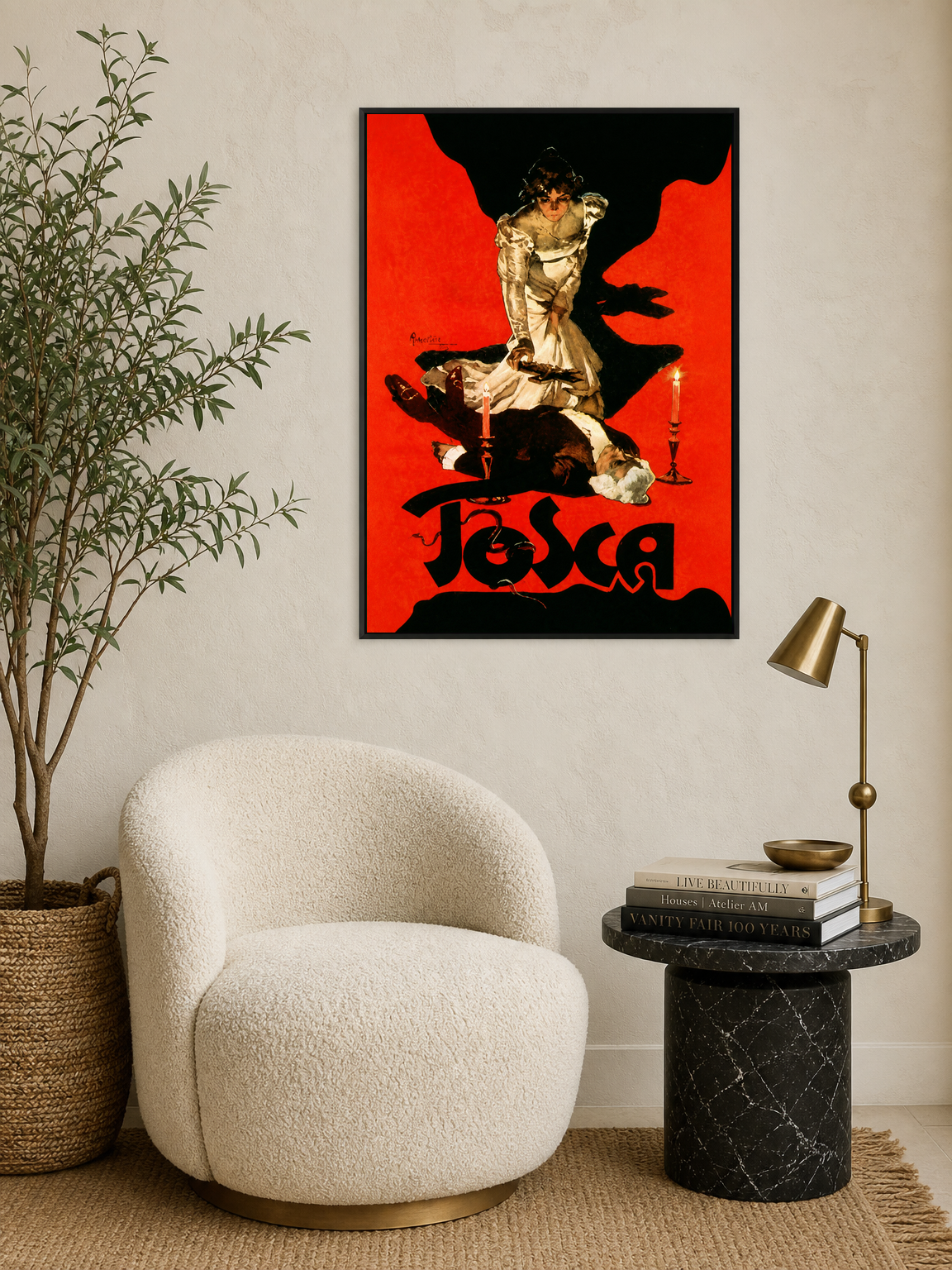 Vintage Tosca Opera Poster Wall Art Print - black framed