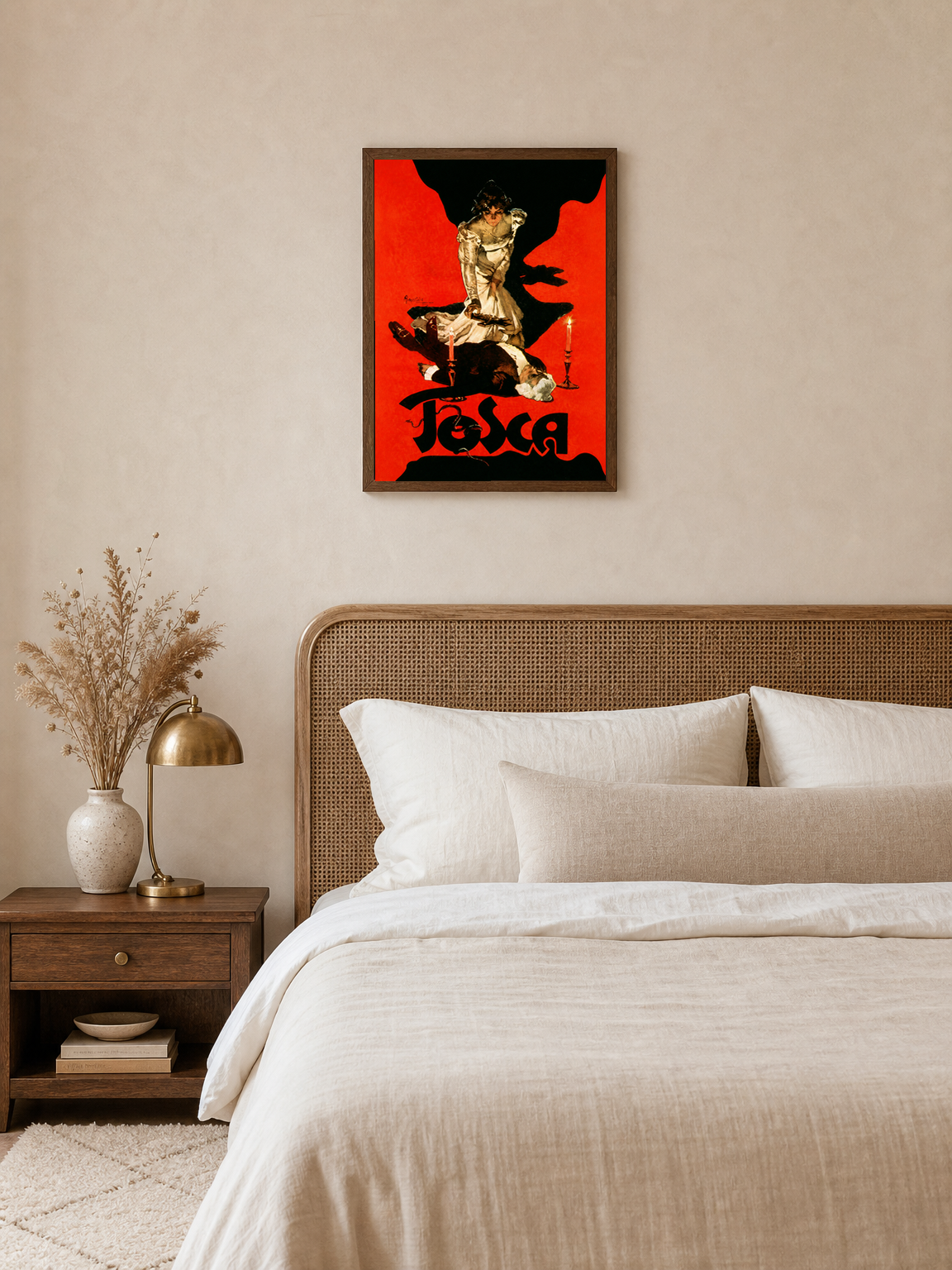 Vintage Tosca Opera Poster Wall Art Print - dark wood framed
