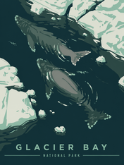 Glacier Bay Whale Glacier Wall Art Print - unframed