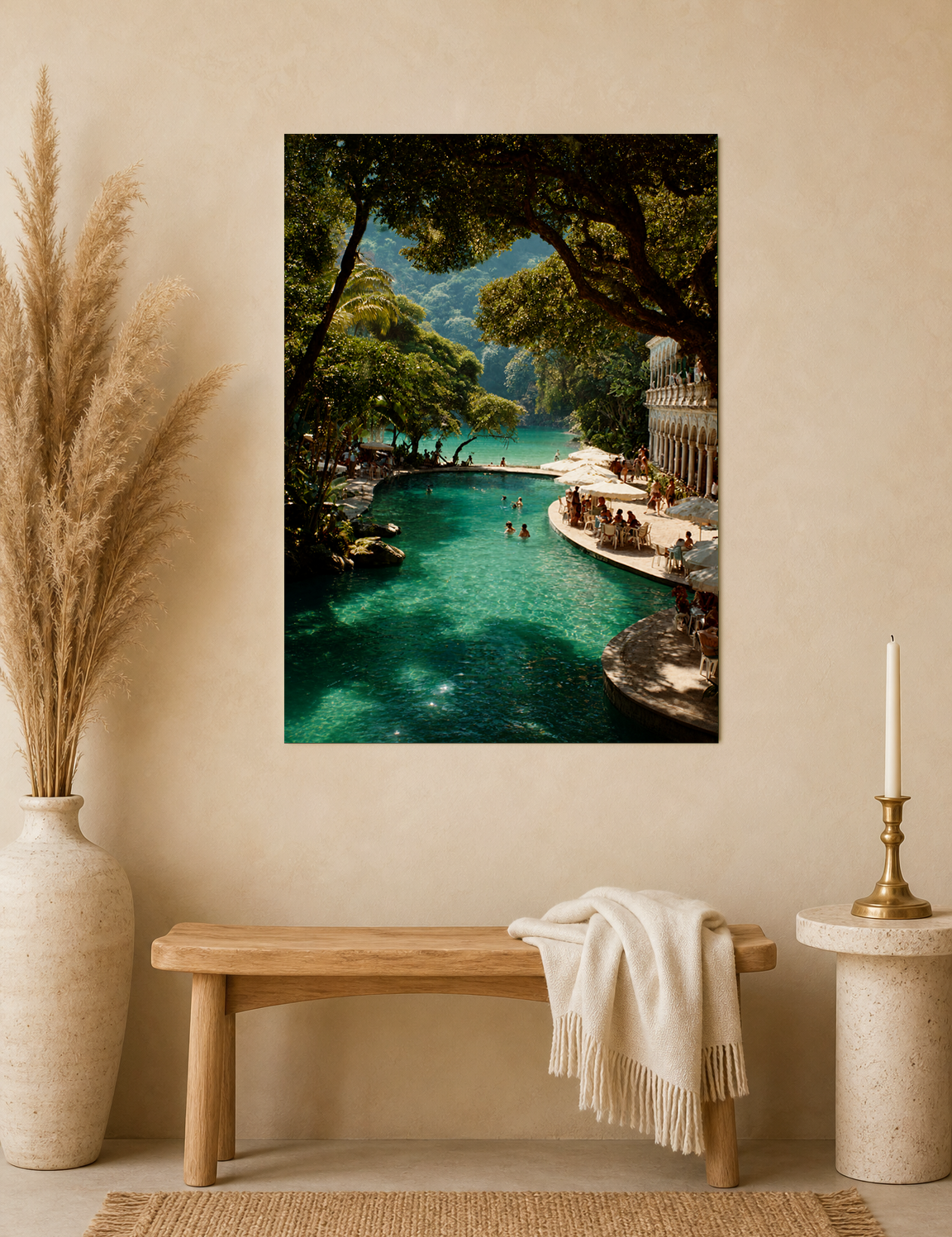 Tropical Lagoon Resort Wall Art Print - unframed mockup