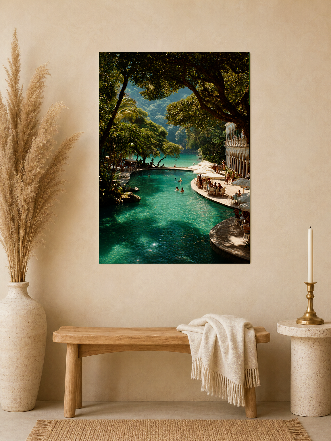 Tropical Lagoon Resort Wall Art Print - unframed mockup