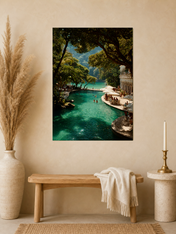 Tropical Lagoon Resort Wall Art Print - unframed mockup