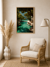 Tropical Lagoon Resort Wall Art Print - wood framed poster
