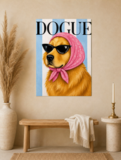 Dogue Fashion Golden Retriever Wall Art Print - unframed mockup