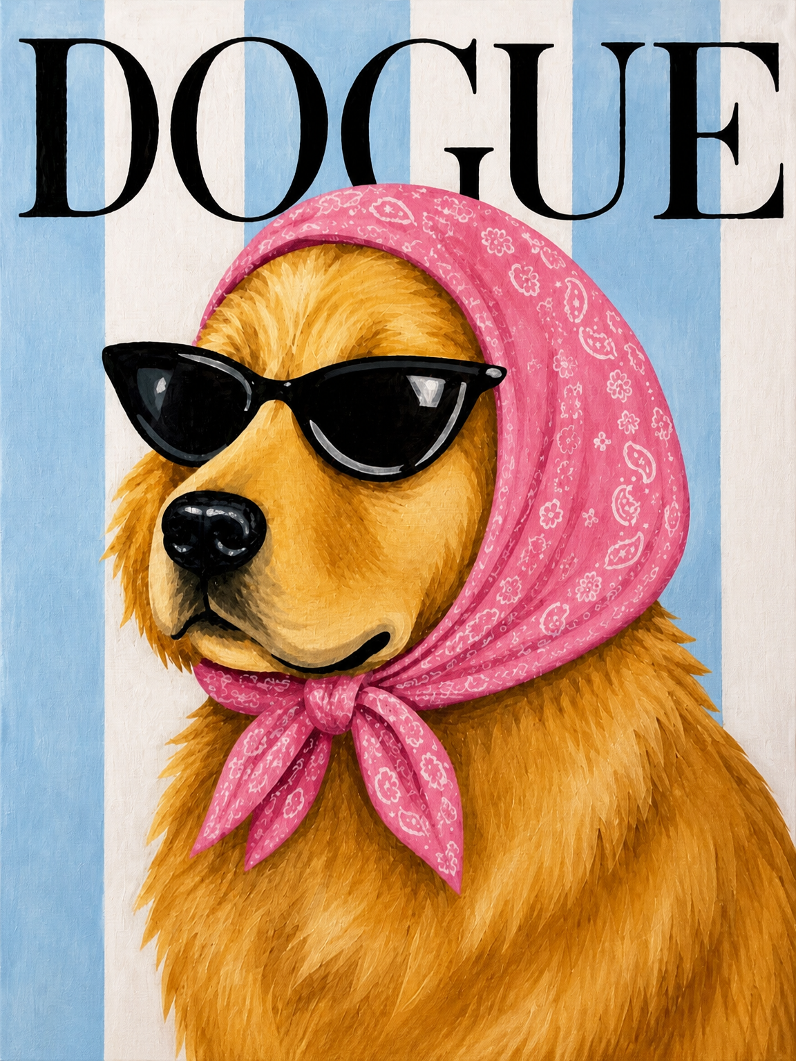 Dogue Fashion Golden Retriever Wall Art Print - unframed