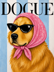 Dogue Fashion Golden Retriever Wall Art Print - unframed