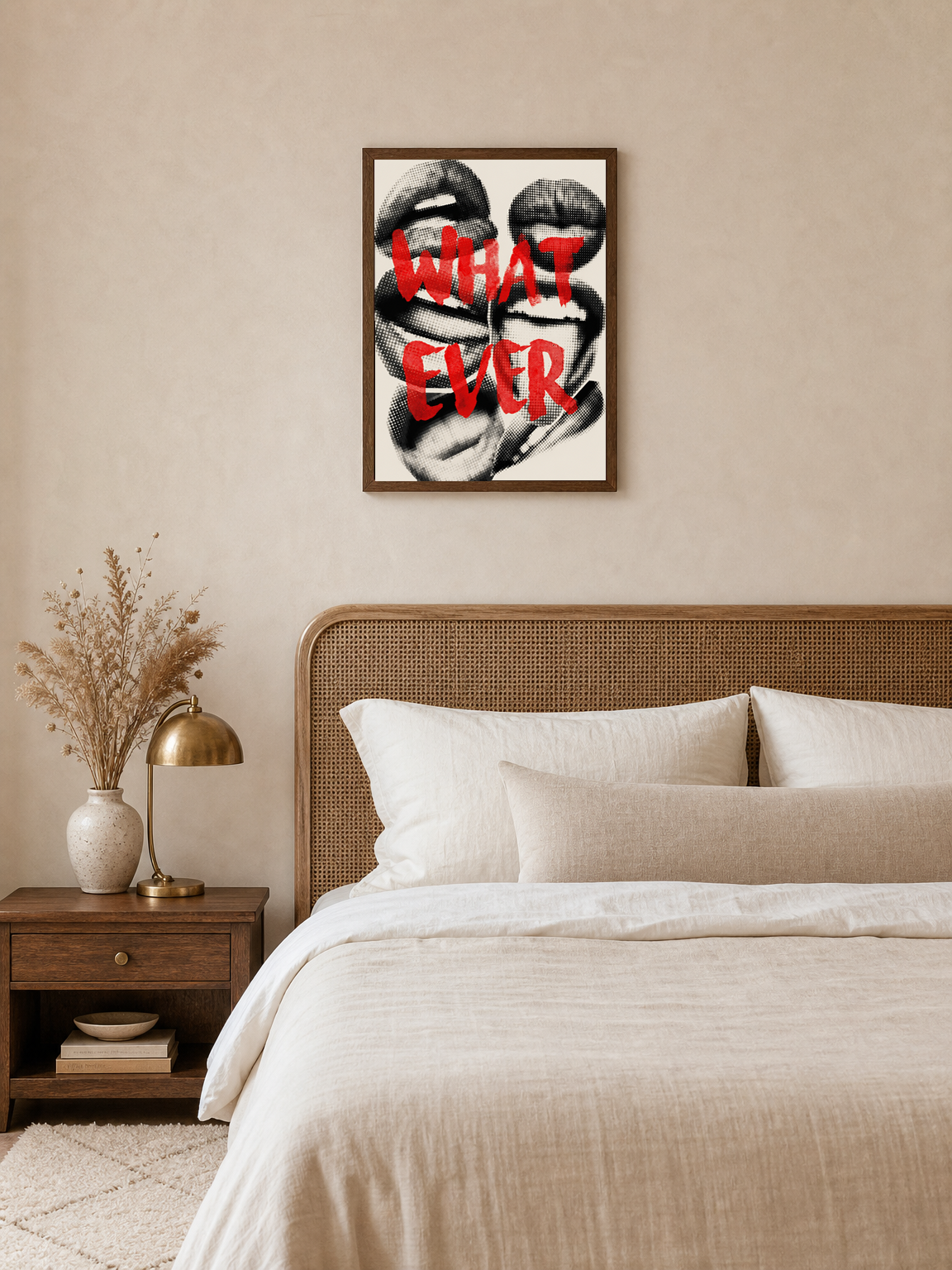 Whatever Typography Pop Art Wall Art Print - dark wood framed