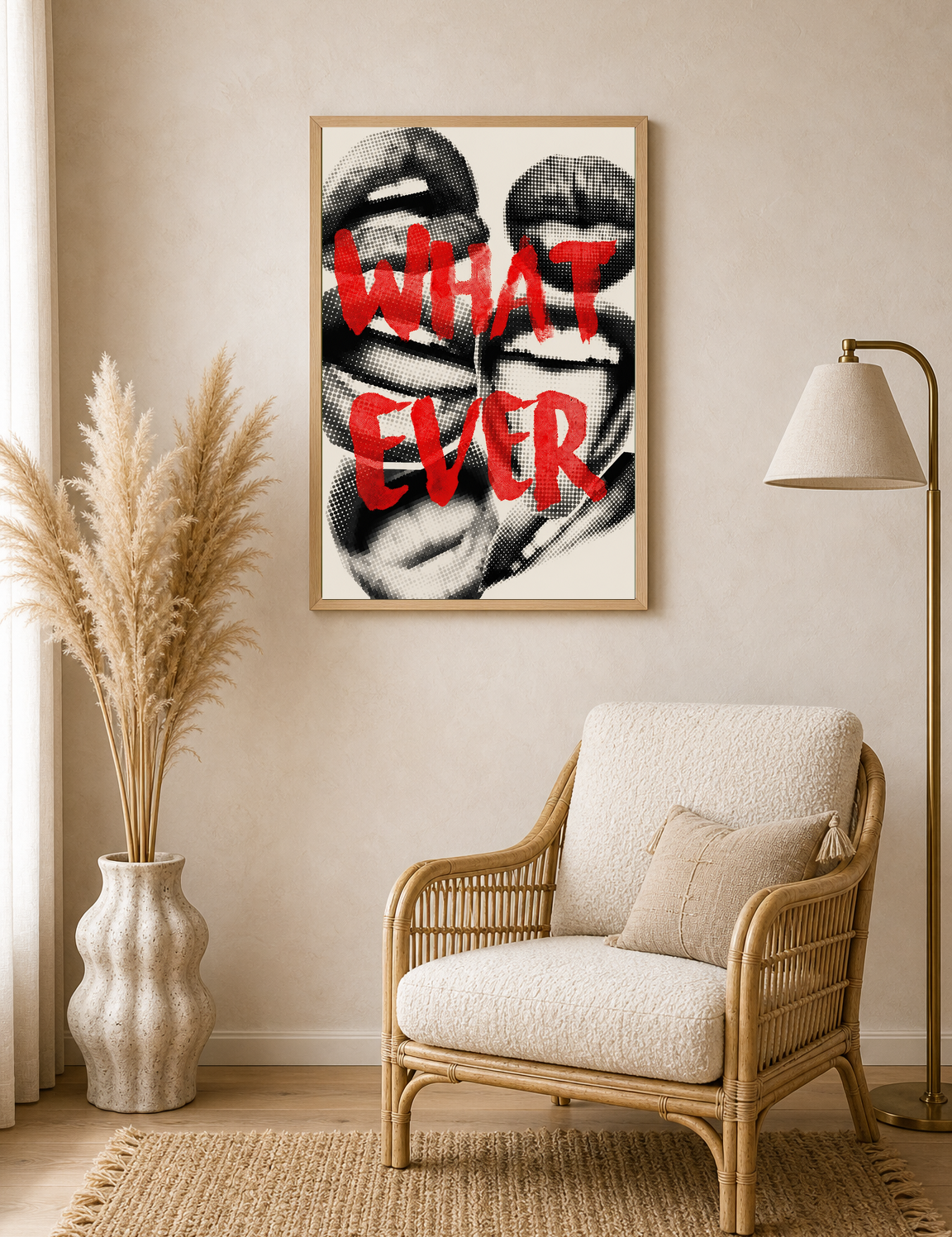 Whatever Typography Pop Art Wall Art Print - wood framed poster