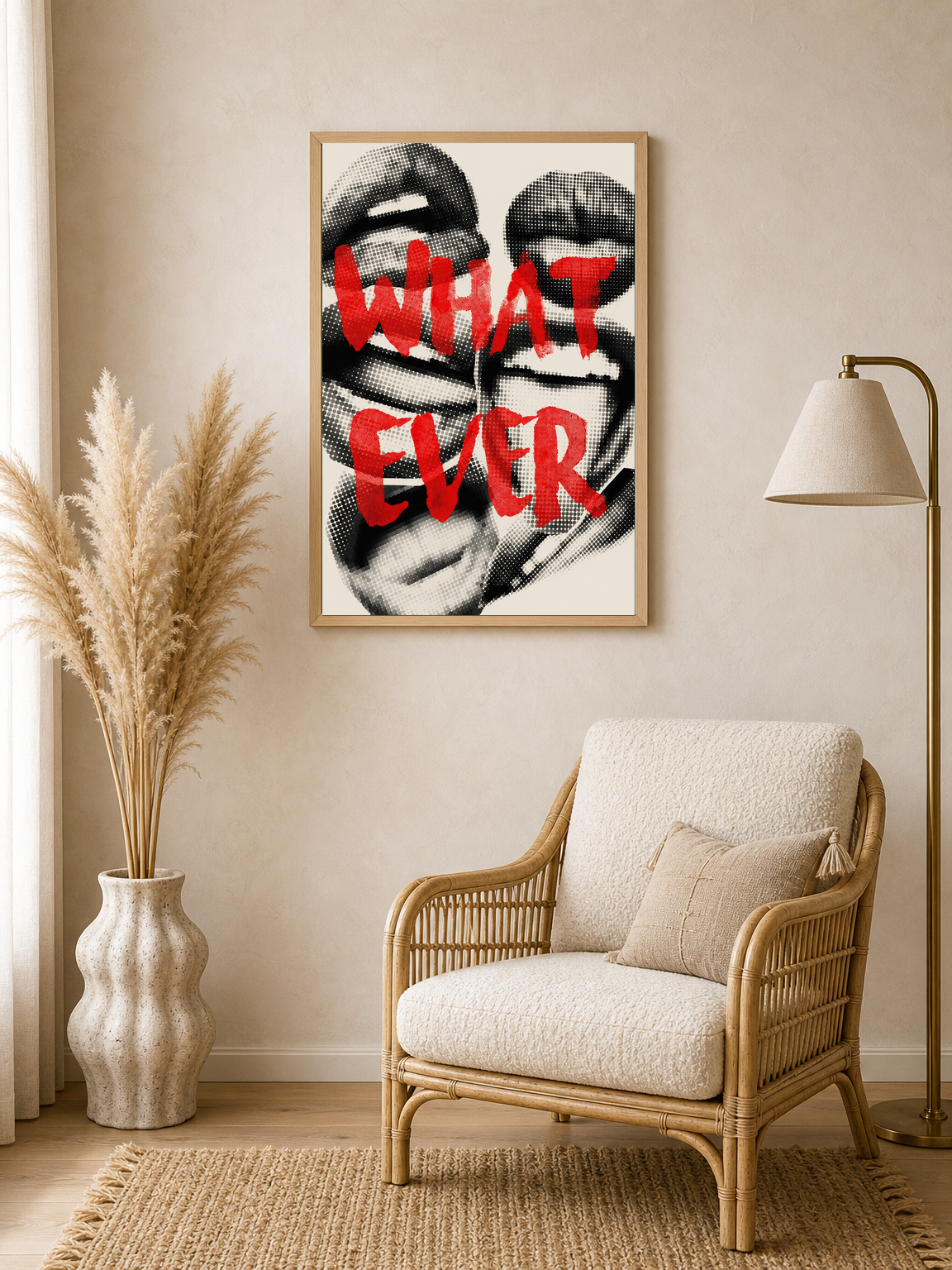 Whatever Typography Pop Art Wall Art Print - wood framed poster
