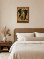 Vintage Zoologischer Garten Leopard Wall Art Print - dark wood framed