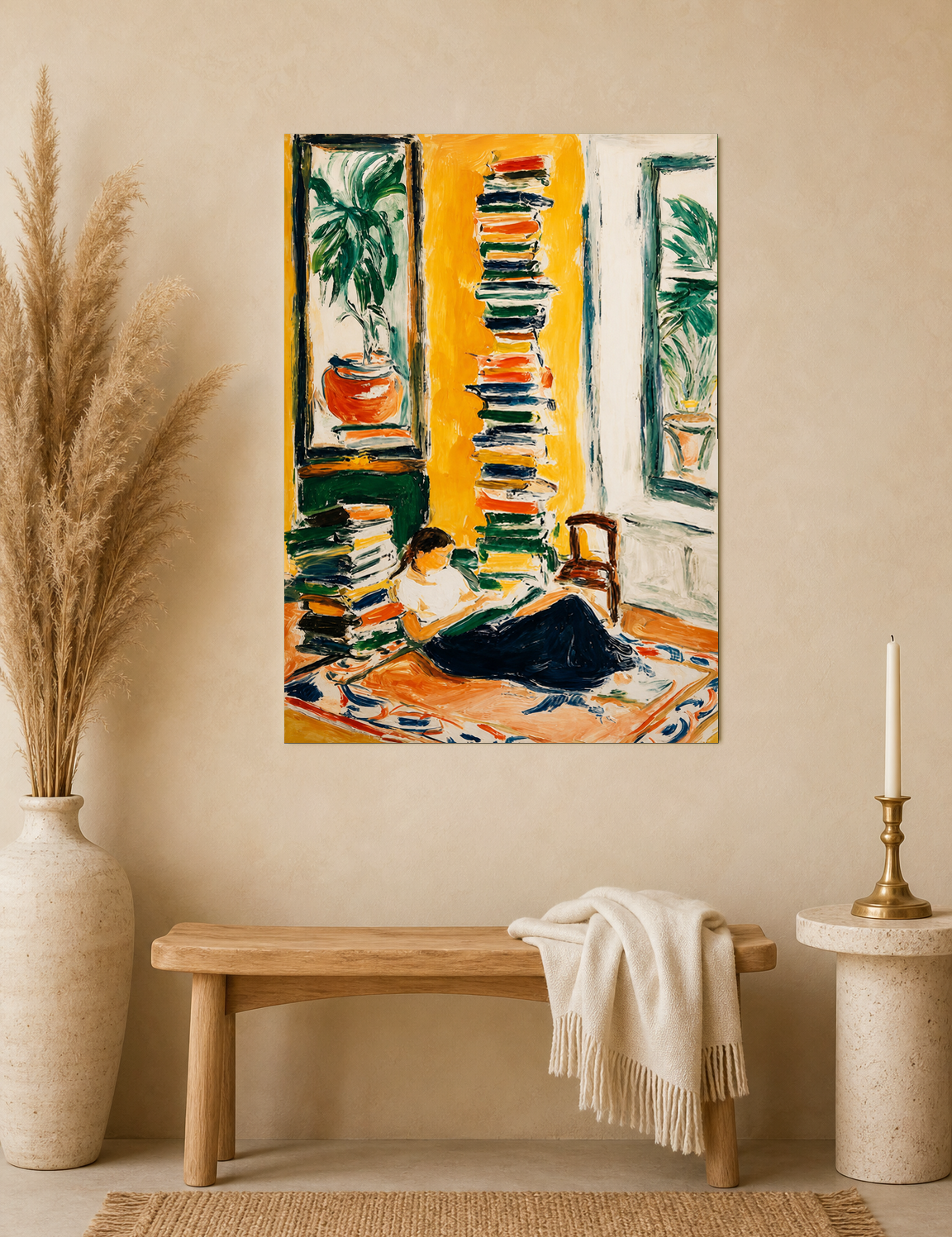 Cozy Reading Corner Wall Art Print - unframed mockup