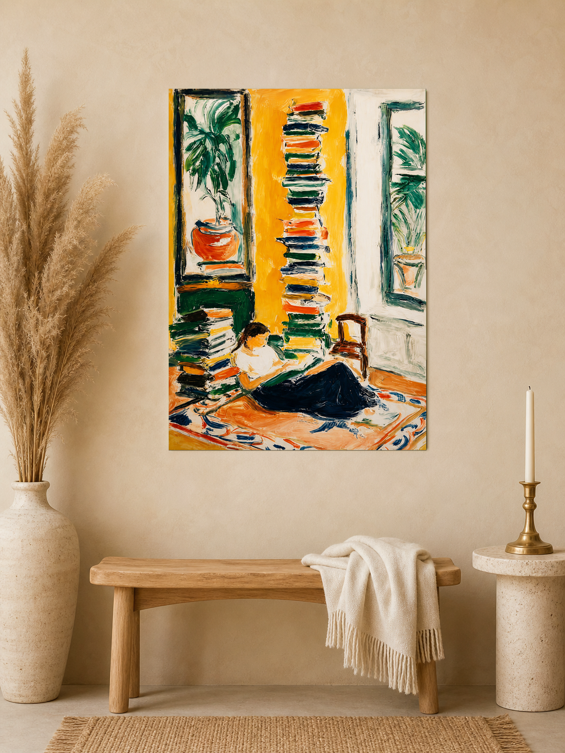 Cozy Reading Corner Wall Art Print - unframed mockup