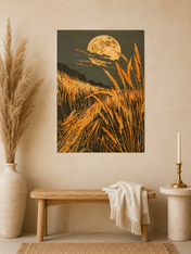 Harvest Moon Wheat Field Wall Art Print - unframed mockup