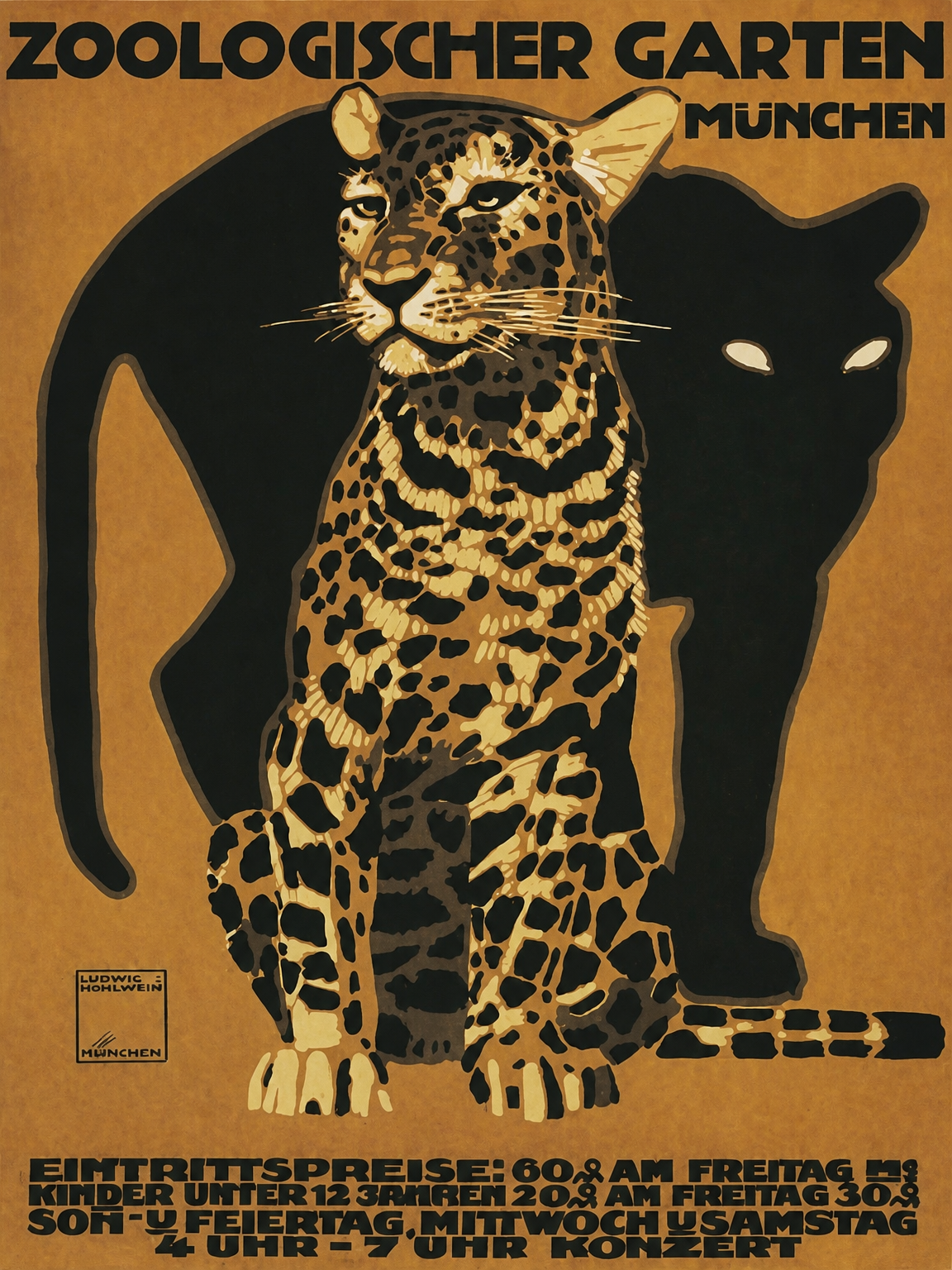 Vintage Zoologischer Garten Leopard Wall Art Print - unframed