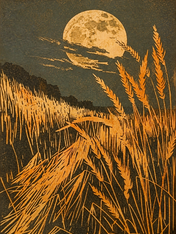Harvest Moon Wheat Field Wall Art Print - unframed